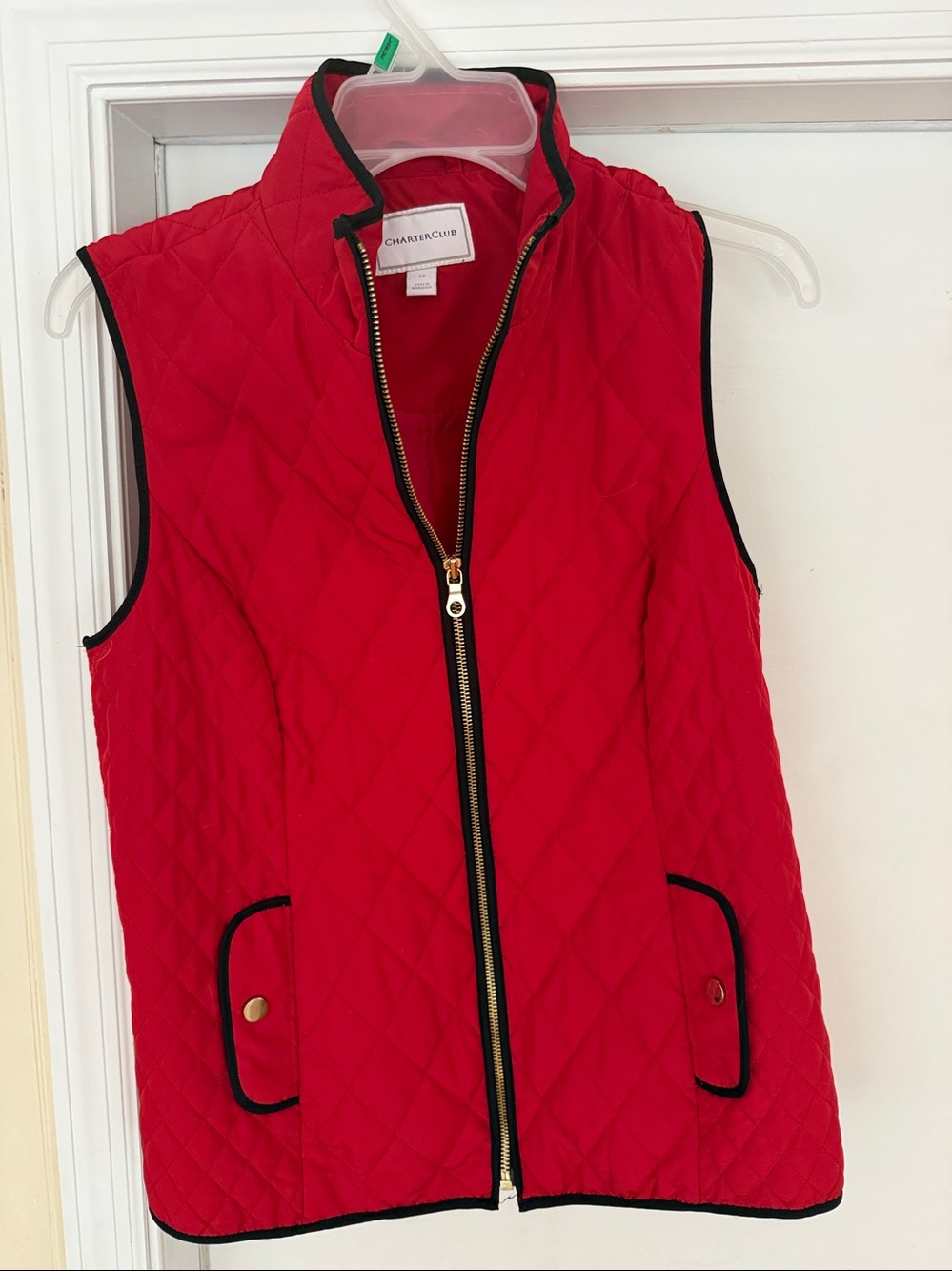 Charter Club Women Red Quilted Vest XS